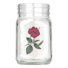 Dark Red Botanical Style Tropical Flower Mason Jar Zazzle Com Hibiscus Flowers Hibiscus Tropical Flowers