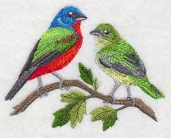 Bunting pair limited edition print from an original watercolor bird painting by dean crouser (original is sold). Machine Embroidery Designs At Embroidery Library Embroidery Library