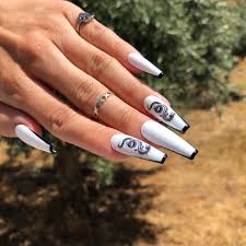 Black Chinese Dragon Press Ons Long Acrylic Nails Coffin Edgy Nails Acrylic Nails