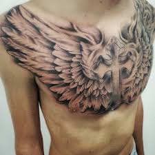 Painted angel wings tattoo right side view/caption. 50 Best Wing Tattoo Designs In The World Angel Wings Chest Tattoo Wing Tattoo On Shoulder Chest Tattoo Men