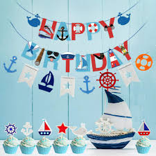 4.6 out of 5 stars 49. Buy 77pcs Nautical Party Supplies For Boys Nautical Party Decorations Nautical Happy Birthday Banner Cupcake Toppers Balloons For Kids Girls Baby Shower Nautical Theme Birthday Party Decoration Supplies Online In Greece B07t9vwy82