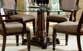 Awesome Classic Brown Varnished Wooden Dining Table Base With Rounded Glass Top Round Dining Table Glass Dining Table Dining Table Top