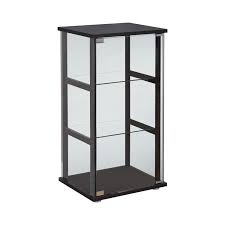 24w x 24d x 63.5h. 3 Shelf Glass Curio Cabinet Black And Clear Coaster Fine F