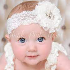 White Baby Headband Newborn Headband Christening Headband Baptism Headband Baby Headbands White Necklace Gi Baby Girl Hair Bows Baby Hair Bows Baby Headbands