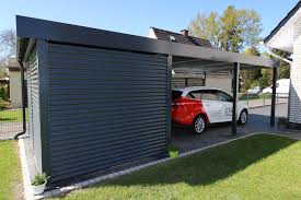 Moderner Carport Mit Abstellraum Im Kubus Design Carport Metall Carport Modern Carport