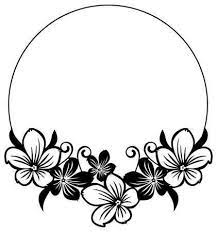 Black And White Round Frame With Abstract Flowers Silhouettes Flower Silhouette Doodle Art Designs Flower Drawing Design