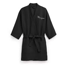Buy women's towelling bath robes and get the best deals at the lowest prices on ebay! Personalized Black Women S Bathrobe Waffle Fabric The Knot Shop