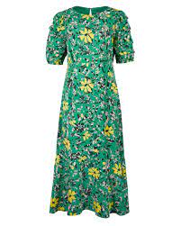 Oliver bonas self check textured black midi dress. Textured Bloom Floral Print Green Midi Dress Oliver Bonas Ie