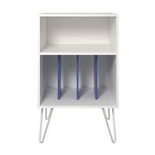 Upon assembly, the stand measures to be 31.8h x 39.7w x 18d. Display Stands Home Kitchen Laminated Mdf And Particleboard White Blue Novogratz Concord Turntable Stand 52 58 X 45 72 X 86 61 Cm