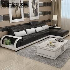 Enjoy free shipping with your order! Cheers Barcelona Black And Big White Stitching L Shaped Modern Design Sectional Soft Cow Leather Sofa Set Living Room Furniture Onshopdeals Com