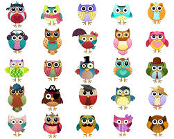 Cute Owl Characters Clip Art Set of 25 Hand Drawn 300 DPI - Etsy