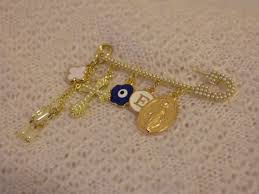 Personalised Cross, Virgin Mary, Clover, Evil Eye, Pearl Stroller Pin Baby  Clothing Pin. Gender Neutral Baby Gifting Pin, Christening Gift