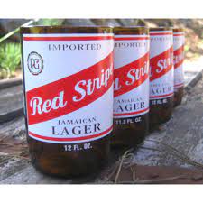 Fab Com Red Stripe Glasses Set 4 Beer Bottle Glasses Bottle Beer Bottle
