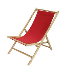 Statra Folding Bamboo Canvas Relax Sling Chair Red Folding Beach Chair Folding Chair Wooden Beach Chairs