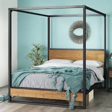 Previously, canopy beds were a status symbol that would cost you a. Zinus Suzanne 72 Metal And Wood Canopy Platform Bed Frame Queen Walmart Com Walmart Com