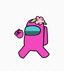 Hd Pink Among Us Crewmate Character With Flower Hat Png Citypng