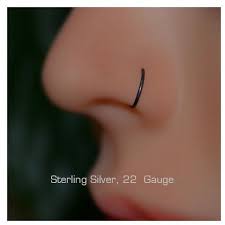 Extra Small Black Silver Nose Ring 22g Hoop Earring Tragus Cartilag Black Nose Ring Silver Nose Ring Nose Piercing Hoop