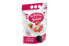La Fontaine A Yaourt Un Yaourt Format Familial En Doypack A Consommer A Tout Moment Food Packaging Design Yoghurt Packaging Yoghurt