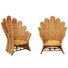 Majestic Restored Pair Of Vintage Rattan And Wicker Palm Frond Club Chairs Wicker Club Chairs Modern Club Chair