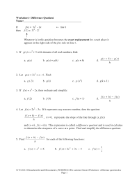 These calculus worksheets are perfect for teachers, homeschoolers, moms, dads, and students these calculus worksheets consist of integration, differential equation, differentiation, and. Worksheet Difference Quotient Mvyps Pages 1 5 Flip Pdf Download Fliphtml5