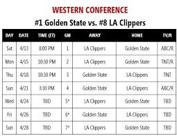 Nba games broadcasted on abc. Nba Playoff Schedule 2019 Warriors Clippers First Round Dates Times Nbc Bay Area