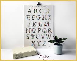 alphabet a z signed learning chart art print