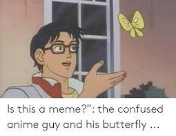 Is This A Meme The Confused Anime Guy And His Butterfly Anime Meme On Me Me