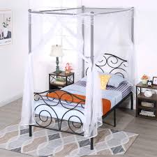 Bonnlo canopy bed frame, black, twin size. 21 Mo Finance Vecelo 4 Corner Metal Canopy Bed Frame Platform Abunda