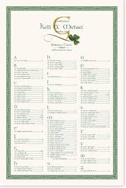 Celtic And Irish Wispy Shamrock Wedding Seating Chart
