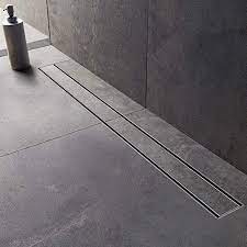Modbath 36 Inch Linear Shower Drain With 2 In 1 Flat Cover And Tile Insert Grate Floor Drain Brushed 3 Shower Drain Bathroom Tile Installation Garage Bathroom