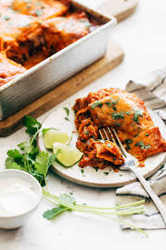 After you bake this baby, i dare you to wait until it cools off a bit before you dig in. Chicken Enchilada Casserole Recipe Pinch Of Yum