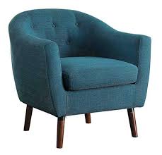 Homelegance Lucille Fabric Upholstered Pub Barrel Chair Blue Accent Chairs For Living Room Barrel Chair Living Room Chairs