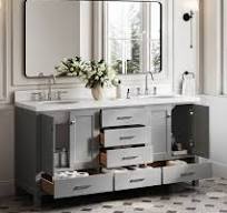 Ariel Cambridge 72 Inch Double Oval Sink Bathroom Vanity With Carrara White Quartz Countertop 1 5 Edge In Grey