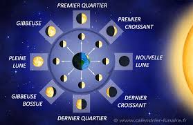 Ce calendrier a3 a une aquarelle différente de la pleine lune. Lune Croissante Et Decroissante