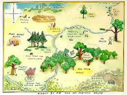 Delightfully rendered in single colour, this pretty. Pooh S Hideout 100 Acre Map