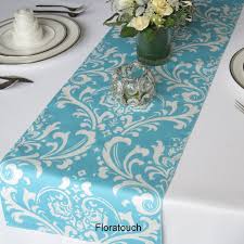 Traditions White Damask On Light Turquoise Pool Blue Wedding Etsy Table Runners Wedding Lace Table Runner Wedding Blue Table Runner