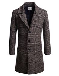 Black And White Check Coat Mens Thelees Nksc7042 Mens Slim Fit Check Pattern Wool Blend Long Single Top Coat Long Coat Men Mens Dress Coat Jackets Men Fashion