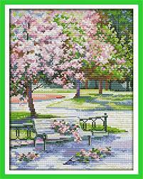 Horse drawn plow cross stitch chart. Happy Forever Cross Stitch Scenery The Spring In The Park Buy Online In Northern Mariana Islands At Mariana Desertcart Com Productid 42022850