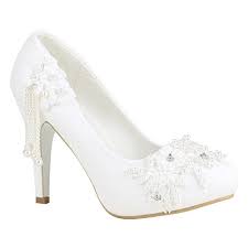 Il pizzo, la seta, i colori preziosi. Stiefelparadies Donna Decollete Scarpe Da Sposa Pizzo Perle 156229 Bianco 40 Flandell