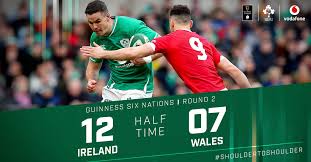 After a break by evans, they work it back across the field and. Irish Rugby On Twitter Teamofus Half Time Score Ireland 12 7 Wales Shouldertoshoulder Irevwal Guinnesssixnations