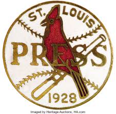 1928 World Series Press Pin (St. Louis Cardinals). Spacious fields