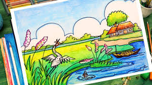 How To Draw Autumn Scenery Very Easy Autumn Season Drawing Scenery Drawing For Kids Autumn Scenery Drawings