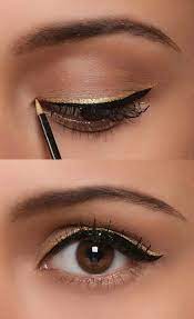 Turn Eyeshadow Into Liquid Eyeliner By Mixing Water Or Eye Drops Eye Drops Worked Better For Me And Some Eyeshadow T Gold Eyeliner Colored Eyeliner Eyeliner
