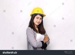 Women Construction Workers Crossed Arms Using Yellow Helmet Young Woman Wearing A Yellow Hard Hat And Bla Woman Construction Worker Crossed Arms Photo Editing