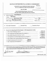 KANSAS GOVERNMENTAL ETHICS COMMISSION FILE WITH SECRETARY OF STATE