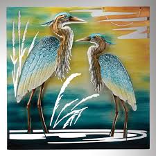 Animals have been the subject of art, oral tradition, and human fascination for millennia. Heron Duo Indoor Outdoor Glass And Metal Wall Art