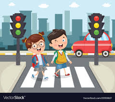 Vector Illustration Of Kids Walking Across Crosswalk Download A Free Preview Or High Quality Adobe Illustrator Ai Kids Background Cartoon Clip Art Kids Vector