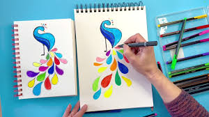 Clases de pintura online para niños "Pavo real" con rotuladores