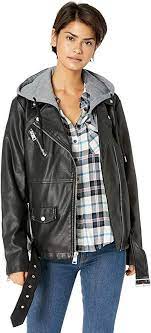 Flannel And Leather Leather Jacket With Hood Leather Hoodie Womens Faux Leather