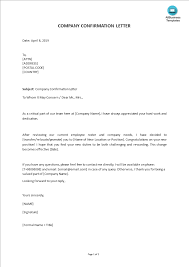 Company Confirmation Letter Form In Word Templates At Allbusinesstemplates Com